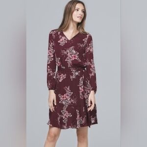 White House Black Market Burgundy Floral Dress